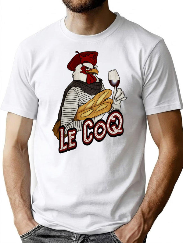 Le Coq Vintage Wash T-Shirt for Men & Women, T-Shirts Graphic Tee - White