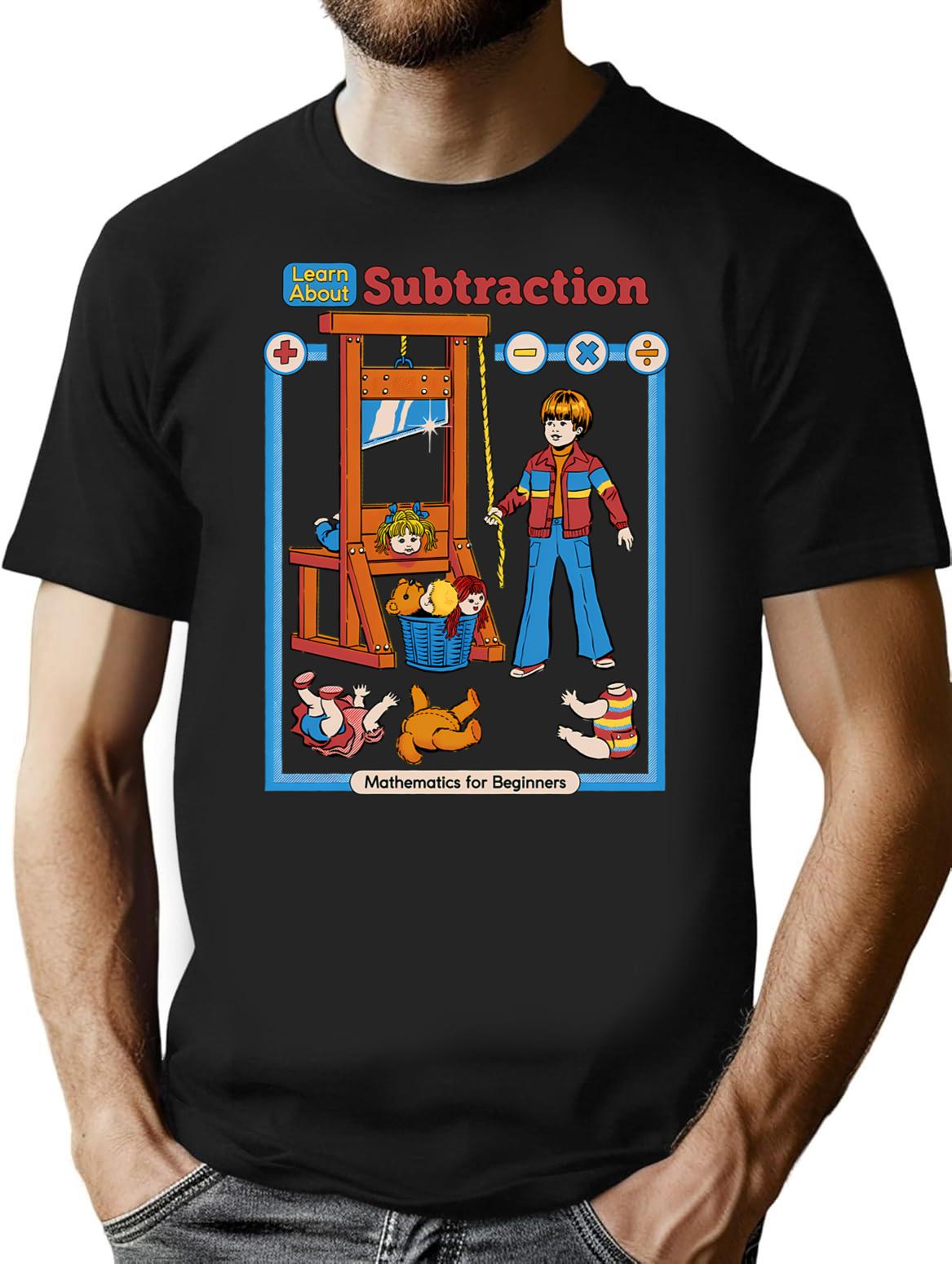 Learn About Subtraction T-Shirt for Men & Women, T-Shirts Graphic Tee - Black