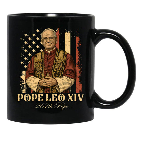 Leo Xiv Papal Peace In The 22Nd Century Black Coffee Mug - Black