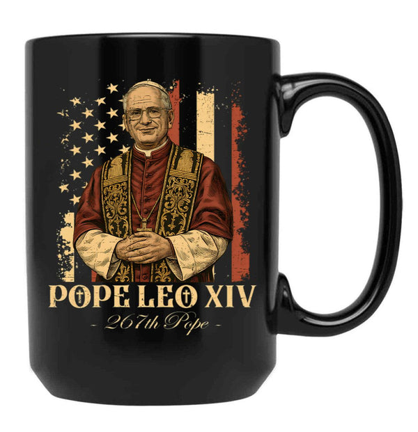 Leo Xiv Papal Peace In The 22Nd Century Black Coffee Mug - Black
