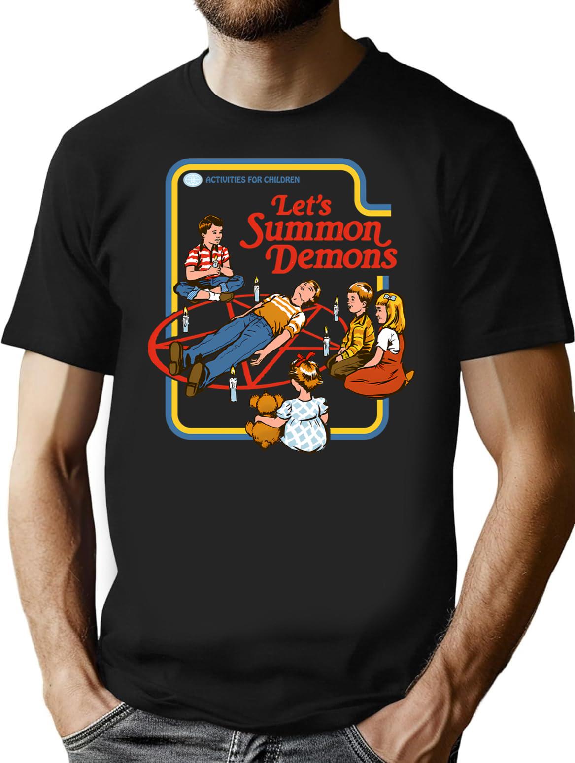 Let'S Summon Demons T-Shirt for Men & Women, T-Shirts Graphic Tee - Black