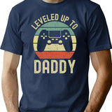 Leveled Up To Daddy T-Shirt for Men & Women, T-Shirts Graphic Tee - Navy