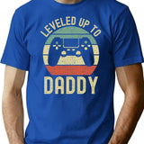 Leveled Up To Daddy T-Shirt for Men & Women, T-Shirts Graphic Tee - Blue