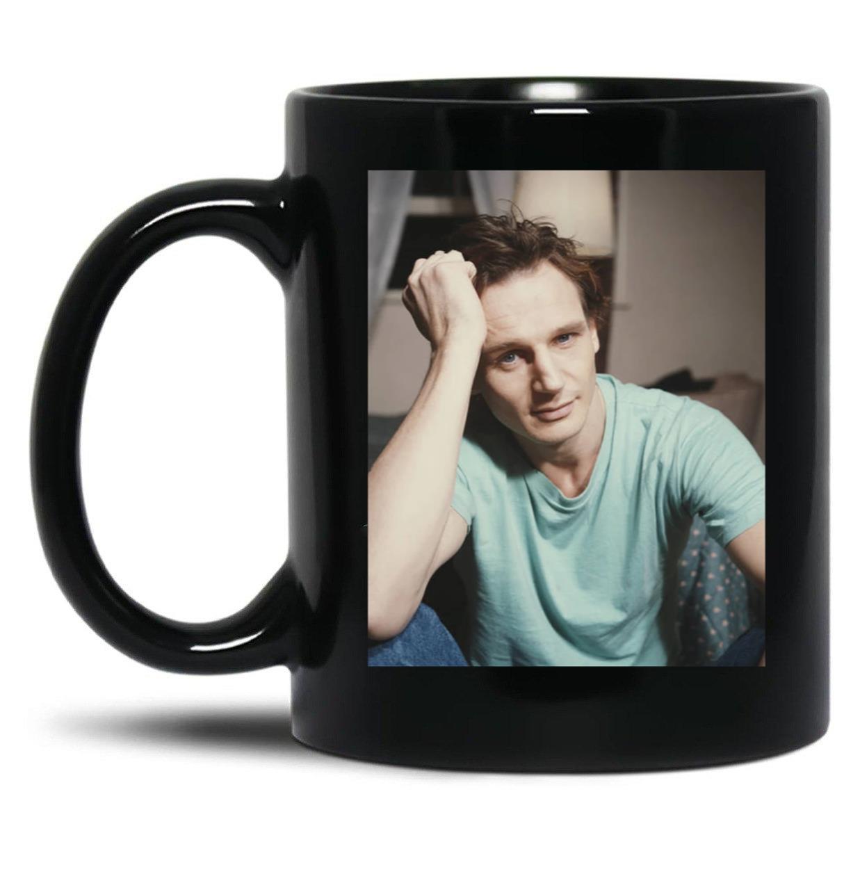 Liam Neeson Young Black Coffee Mug, Gift Coffee Mug