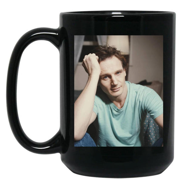 Liam Neeson Young Black Coffee Mug, Gift Coffee Mug - Black