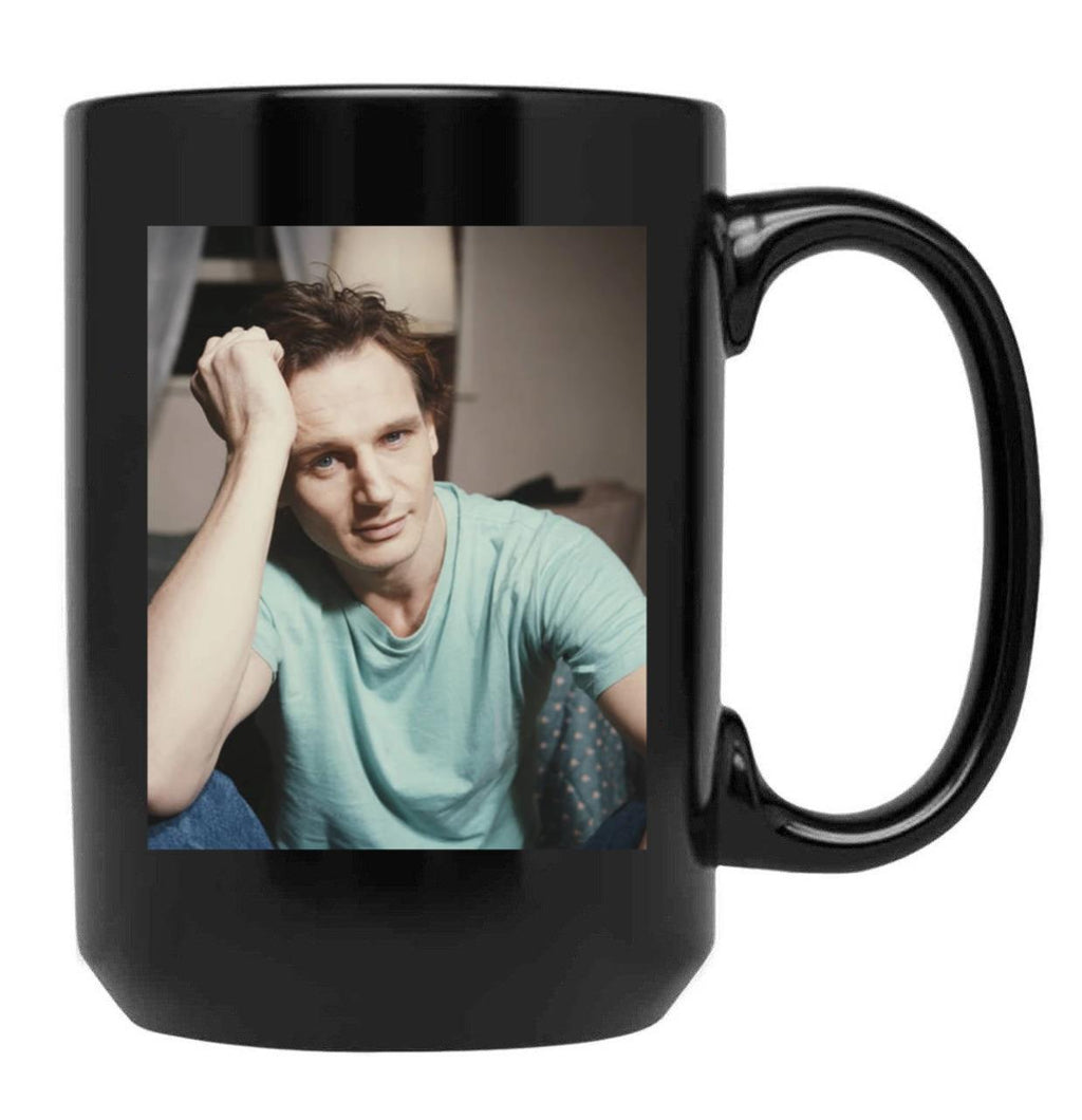 Liam Neeson Young Black Coffee Mug, Gift Coffee Mug