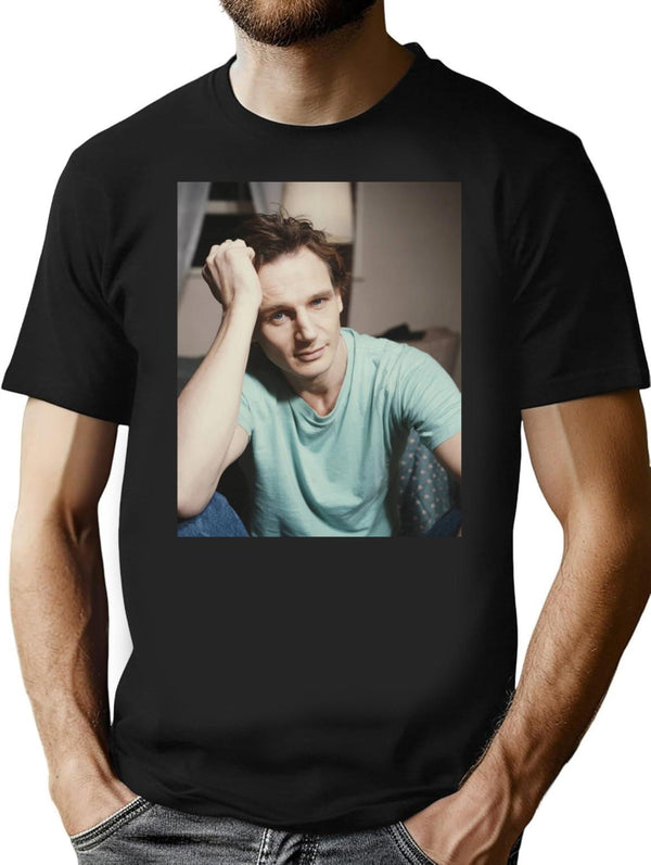 Liam Neeson Young Premium Heavyweight Cotton T-Shirt - Black