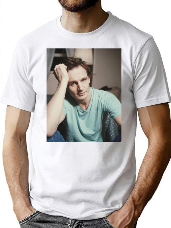 Liam Neeson Young Premium Heavyweight Cotton T-Shirt - White
