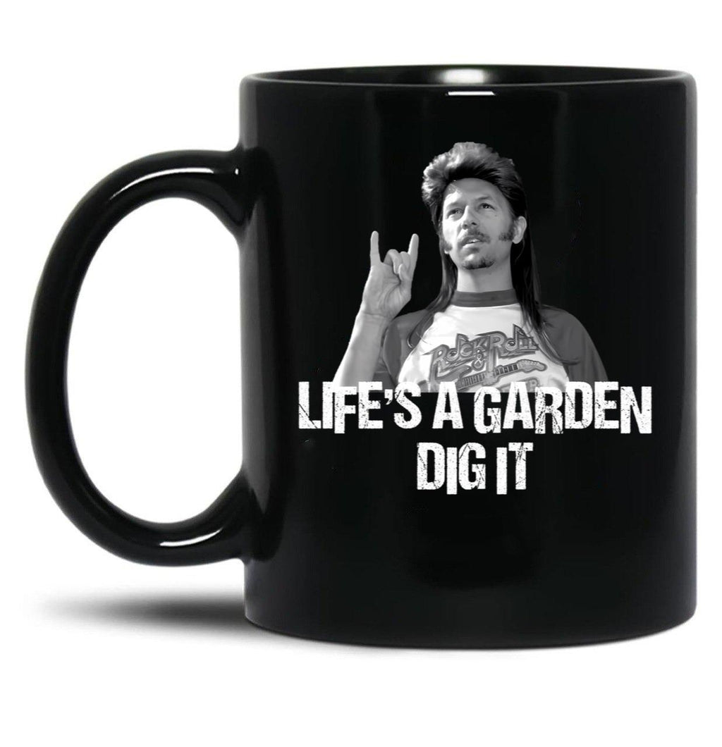Life'S A Garden Dig It Retro Gift For Fans Black Coffee Mug