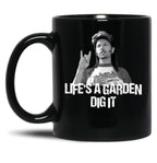 Life'S A Garden Dig It Retro Gift For Fans Black Coffee Mug
