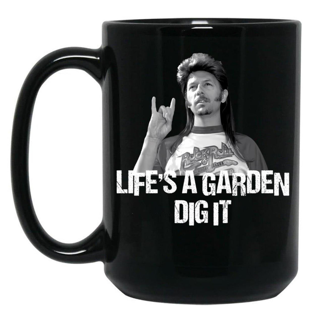 Life'S A Garden Dig It Retro Gift For Fans Black Coffee Mug
