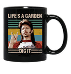 Lifes A Garden Dig It Vintage Black Coffee Mug - Black