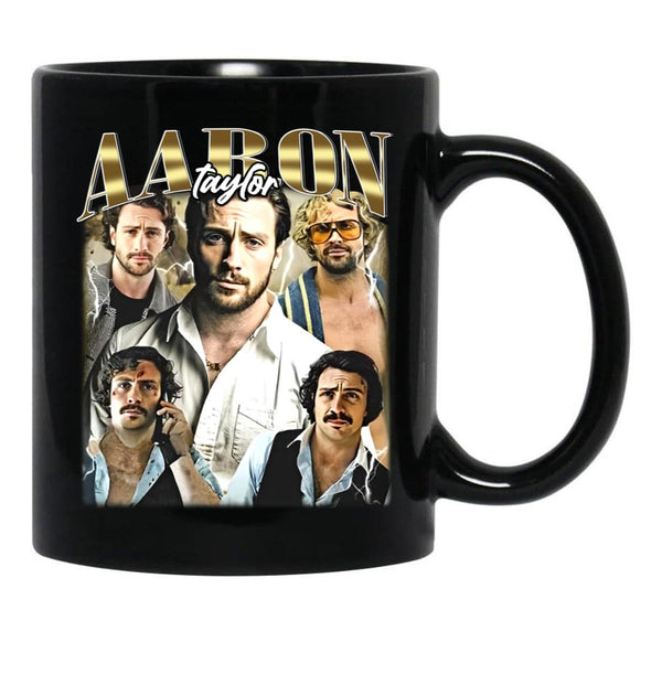Limited Aaron Taylor Johnson Vintage Gift for Woman anda Man Black Coffee Mug, Gift Coffee Mug - Black
