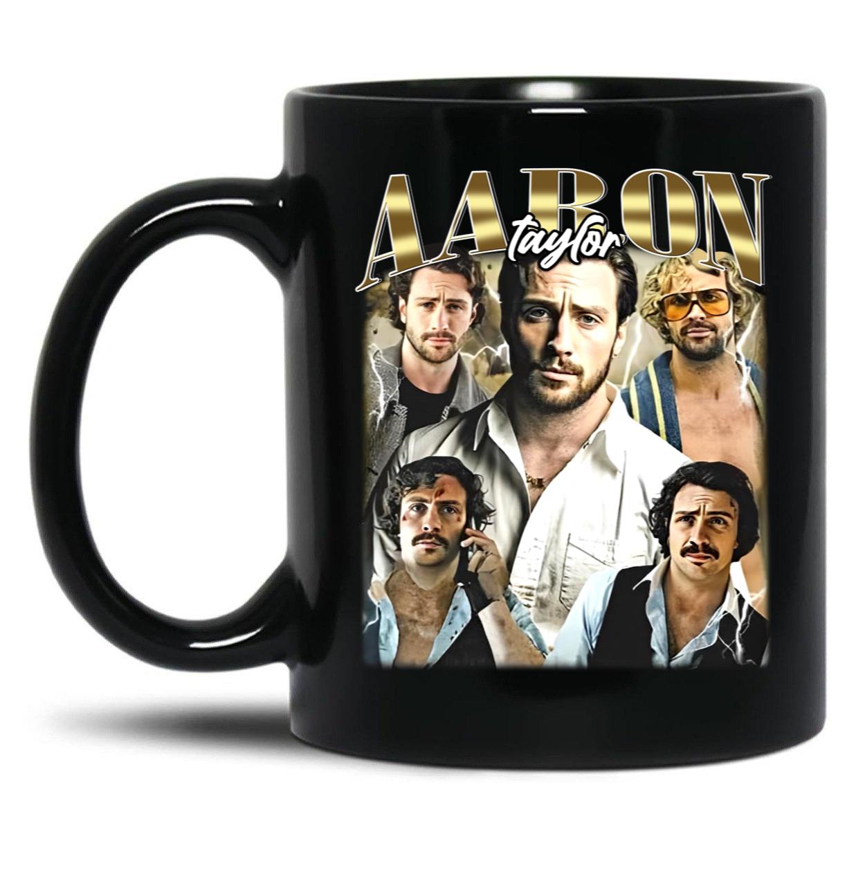Limited Aaron Taylor Johnson Vintage Gift for Woman anda Man Black Coffee Mug, Gift Coffee Mug