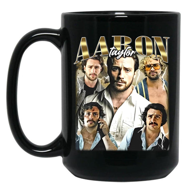 Limited Aaron Taylor Johnson Vintage Gift for Woman anda Man Black Coffee Mug, Gift Coffee Mug - Black