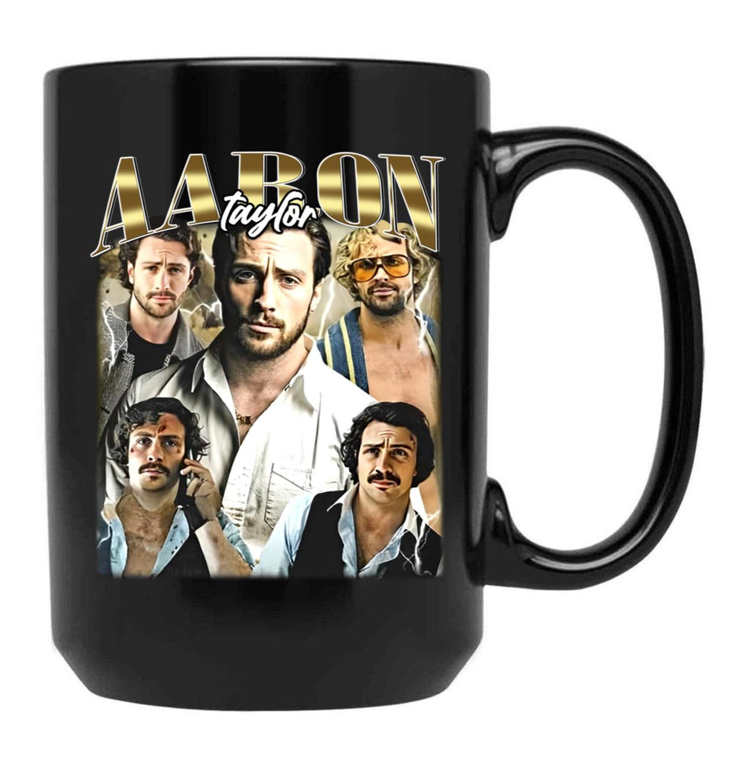 Limited Aaron Taylor Johnson Vintage Gift for Woman anda Man Black Coffee Mug, Gift Coffee Mug