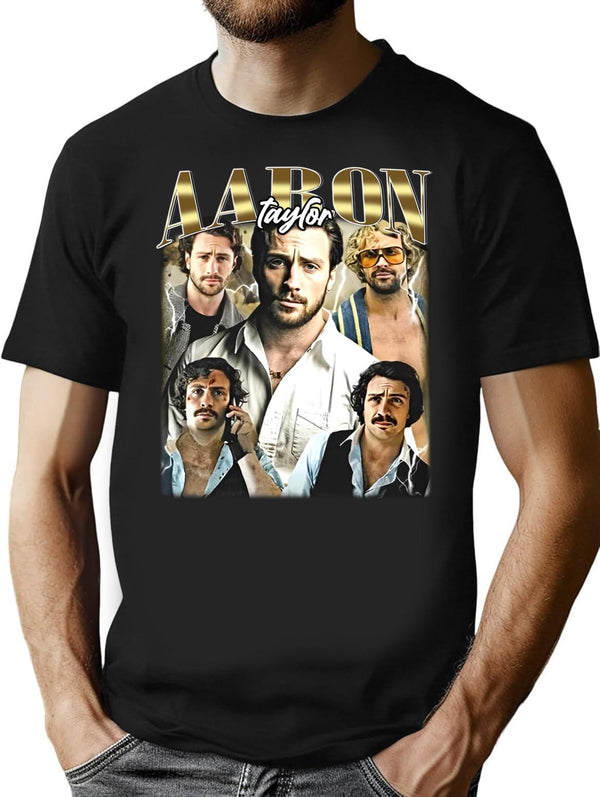 Limited Aaron Taylor Johnson Vintage Shirt Gift for Woman anda Man Premium Heavyweight Cotton T-Shirt - Black