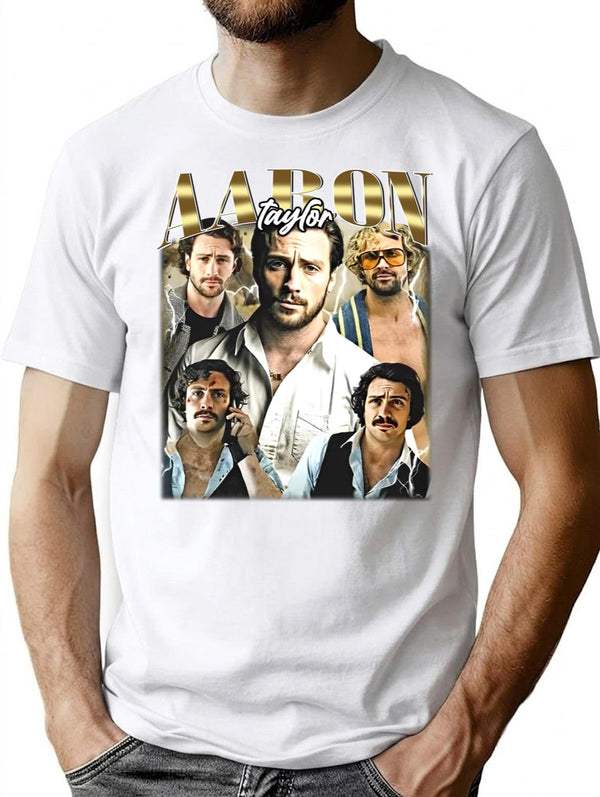 Limited Aaron Taylor Johnson Vintage Shirt Gift for Woman anda Man Premium Heavyweight Cotton T-Shirt - White