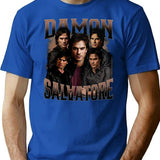 Limited Damon Salvatore Vintage Gift for Woman and Man Premium Heavyweight Cotton T-Shirt - Blue