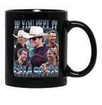 Limited If You Feel it Chase It Glen Powell Vintage Gift for Woman and Man Black Coffee Mug, Gift Coffee Mug - Black