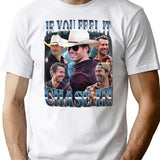 Limited If You Feel it Chase It Glen Powell Vintage Shirt Gift for Woman and Man Premium Heavyweight Cotton T-Shirt - White