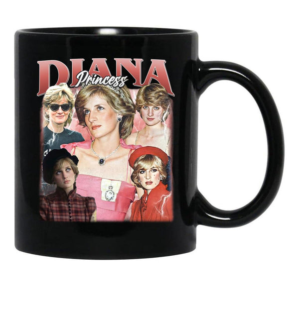 Limited Princess Diana Vintage Gift for Woman and Man Black Coffee Mug, Gift Coffee Mug - Black