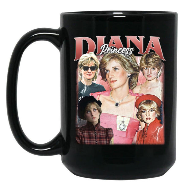 Limited Princess Diana Vintage Gift for Woman and Man Black Coffee Mug, Gift Coffee Mug - Black