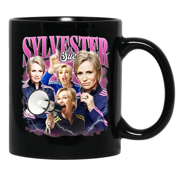 Limited Sue Sylvester Vintage Gift for Woman anda Man Black Coffee Mug, Gift Coffee Mug - Black