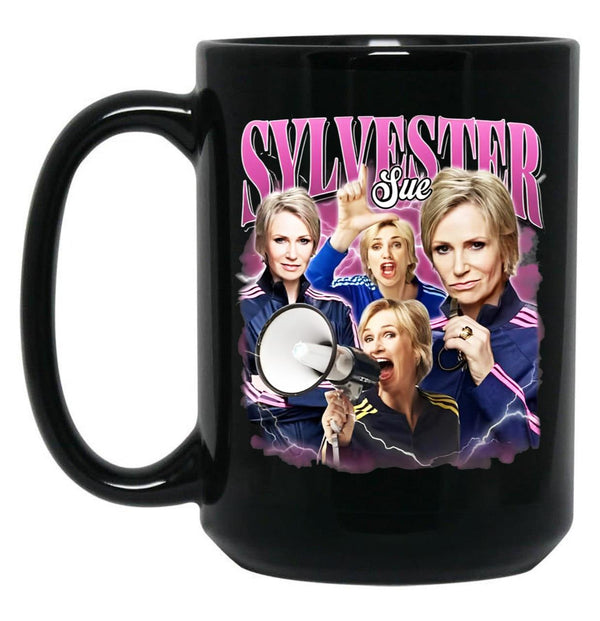 Limited Sue Sylvester Vintage Gift for Woman anda Man Black Coffee Mug, Gift Coffee Mug - Black