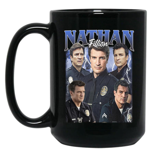 Limitiertes Nathan Fillion Vintage Geschenk für Frau und Mann Black Coffee Mug, Gift Coffee Mug - Black