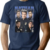 Limitiertes Nathan Fillion Vintage Shirt Geschenk für Frau und Mann Premium Heavyweight Cotton T-Shirt - Navy