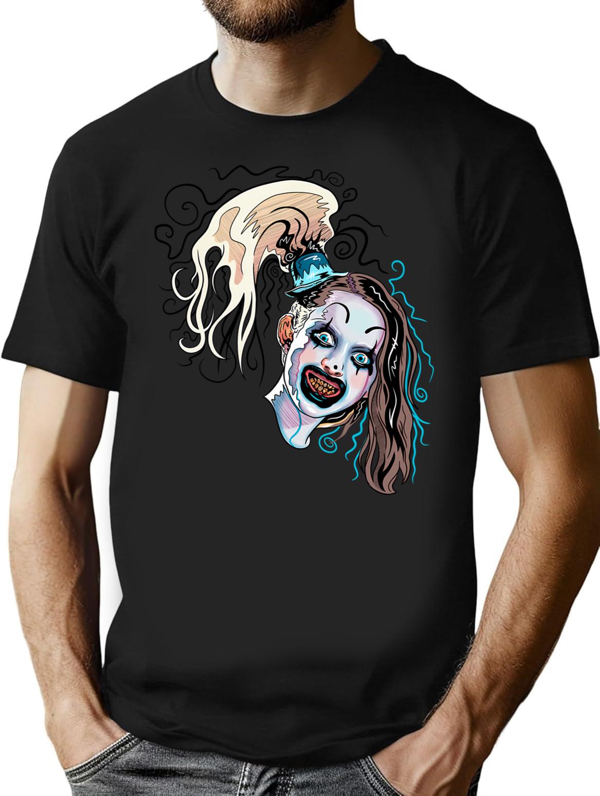 Little Pale Girl Spooky Clown Horror Movie Art Terrifier 2 T-Shirt for Men & Women, T-Shirts Graphic Tee - Black
