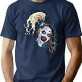 Little Pale Girl Spooky Clown Horror Movie Art Terrifier 2 T-Shirt for Men & Women, T-Shirts Graphic Tee - Navy