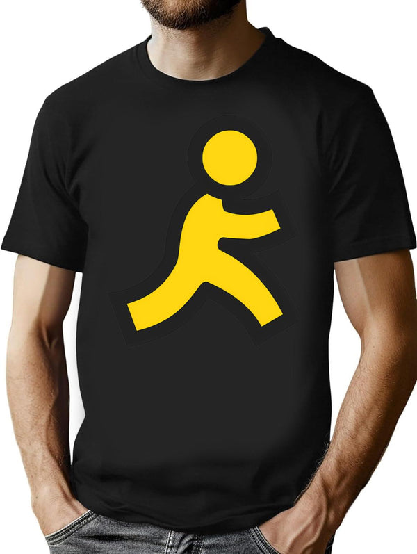 Little Yellow Running Man America Online Aol T-Shirt for Men & Women, T-Shirts Graphic Tee - Black