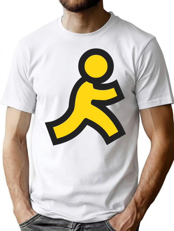 Little Yellow Running Man America Online Aol T-Shirt for Men & Women, T-Shirts Graphic Tee - White