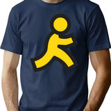 Little Yellow Running Man America Online Aol T-Shirt for Men & Women, T-Shirts Graphic Tee - Navy