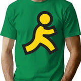 Little Yellow Running Man America Online Aol T-Shirt for Men & Women, T-Shirts Graphic Tee - Green