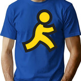 Little Yellow Running Man America Online Aol T-Shirt for Men & Women, T-Shirts Graphic Tee - Blue