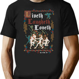 Live Laugh Love Medieval Style - Funny Retro Vintage English History (Dark) T-Shirt for Men & Women, T-Shirts Graphic Tee - Black