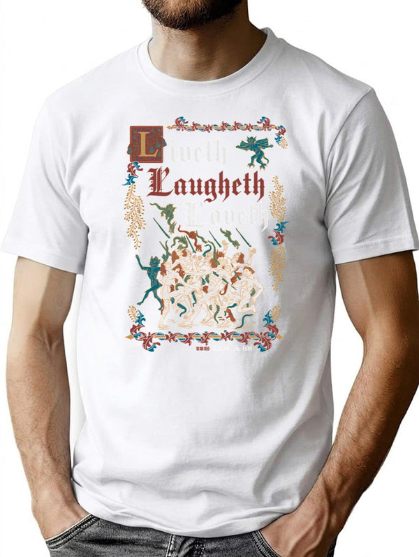 Live Laugh Love Medieval Style - Funny Retro Vintage English History (Dark) T-Shirt for Men & Women, T-Shirts Graphic Tee - White
