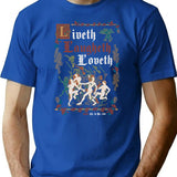 Live Laugh Love Medieval Style - Funny Retro Vintage English History (Dark) T-Shirt for Men & Women, T-Shirts Graphic Tee - Blue