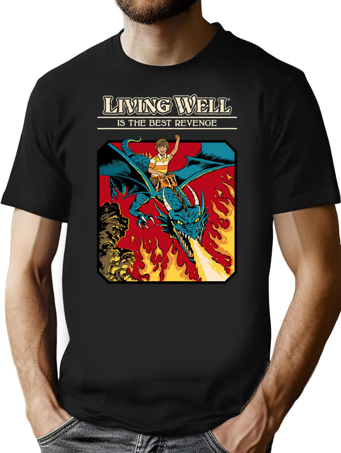 Living Well T-Shirt for Men & Women, T-Shirts Graphic Tee - Black