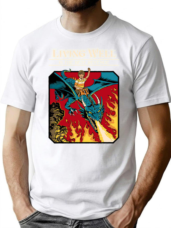Living Well T-Shirt for Men & Women, T-Shirts Graphic Tee - White