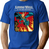 Living Well T-Shirt for Men & Women, T-Shirts Graphic Tee - Blue