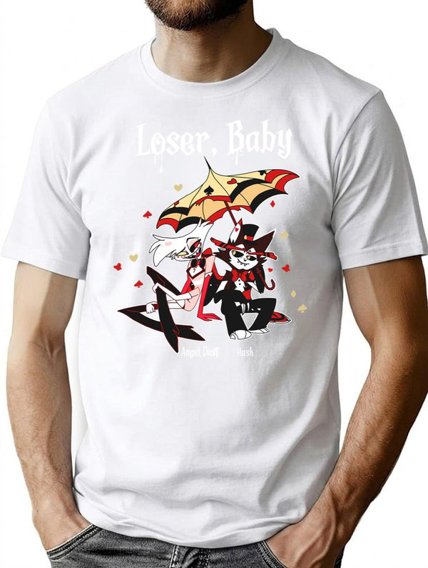 Loser Baby Shirt,Angel Dust & Husk Shirt	Angel Dust Hazbin Hotel	Husk Hazbin Hotel Shirt	Hazbin Hotel Unisex Premium Heavyweight Cotton T-Shirt - White