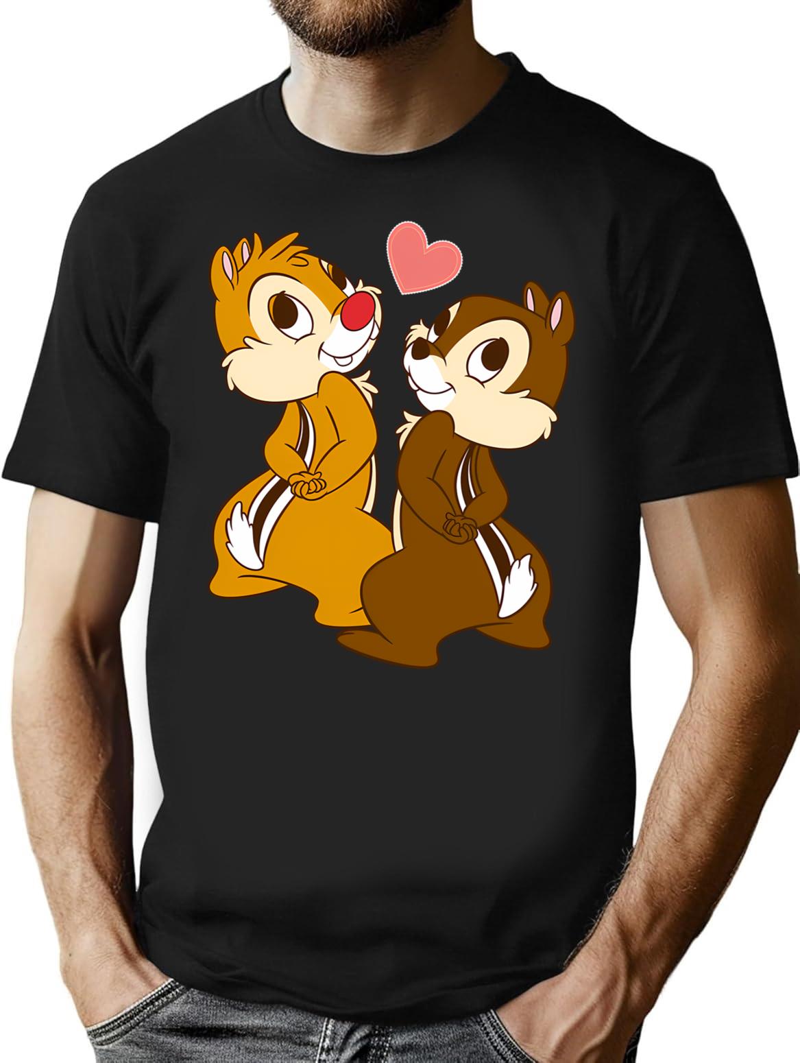 Loving Chip N Dale Funny Moment T-Shirt for Men & Women, T-Shirts Graphic Tee - Black