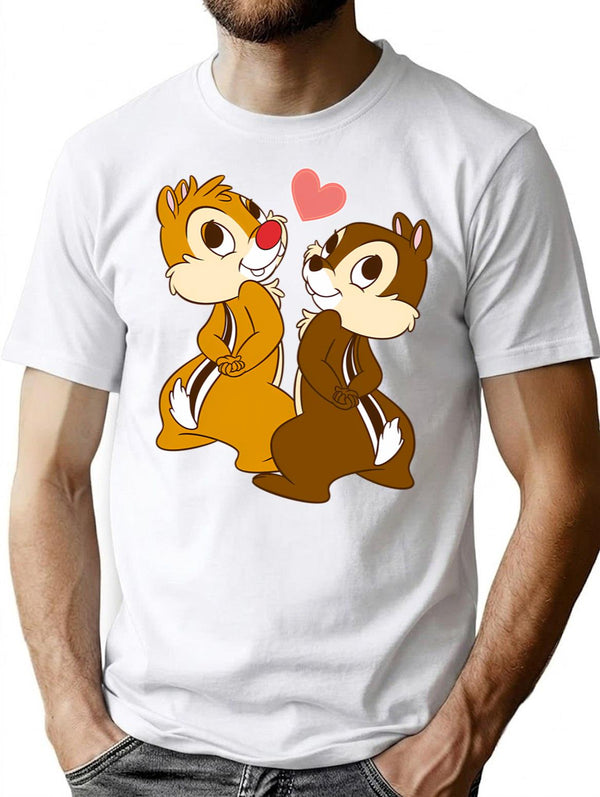 Loving Chip N Dale Funny Moment T-Shirt for Men & Women, T-Shirts Graphic Tee - White