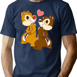Loving Chip N Dale Funny Moment T-Shirt for Men & Women, T-Shirts Graphic Tee - Navy