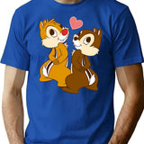 Loving Chip N Dale Funny Moment T-Shirt for Men & Women, T-Shirts Graphic Tee - Blue