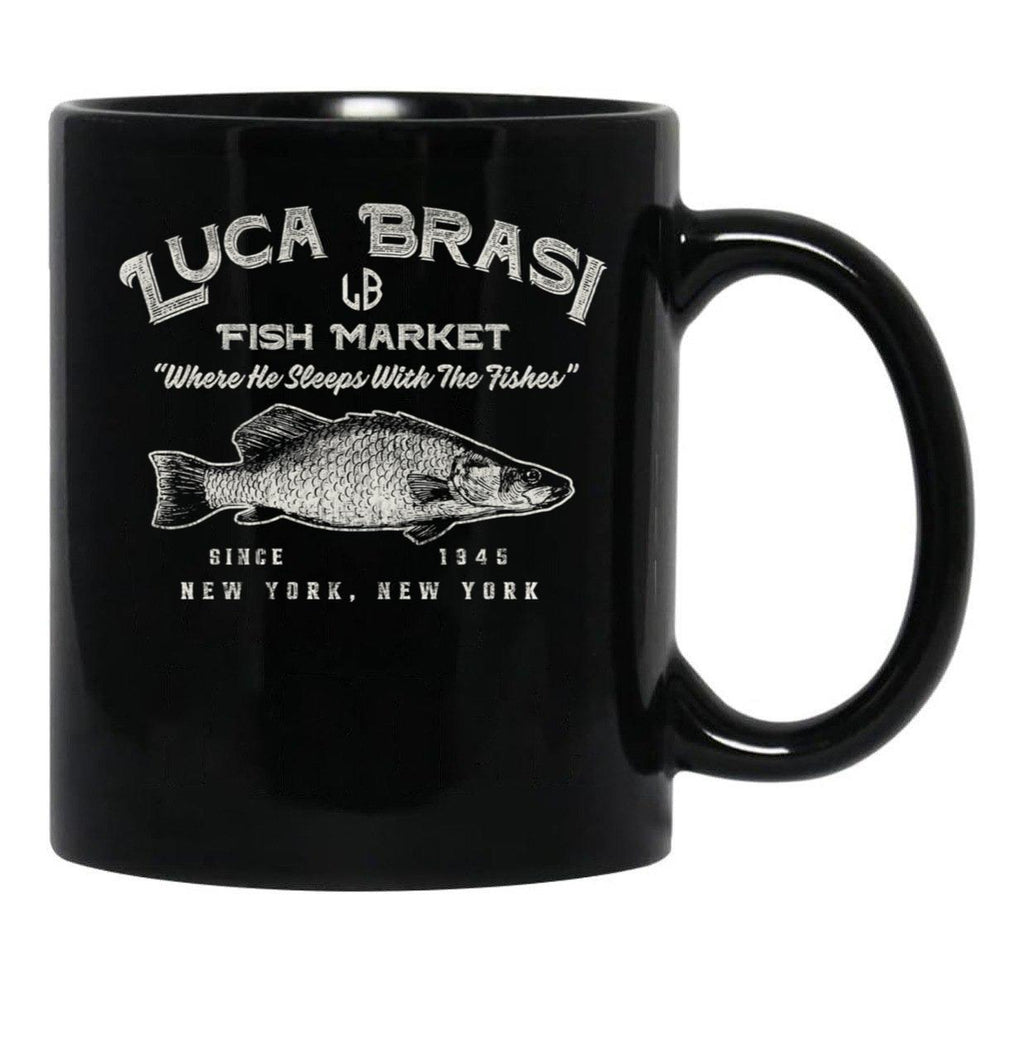 Luca Brasi Fish Market Worn Dks Black Coffee Mug, Gift Coffee Mug - Black